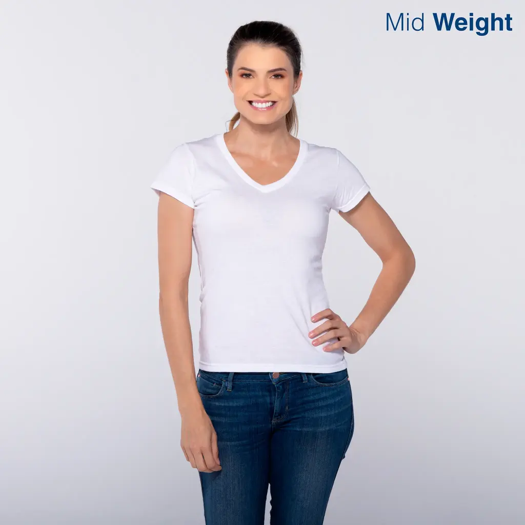 Women’s V-Neck Short Sleeve Silhouette T-Shirt · 100% Cotton