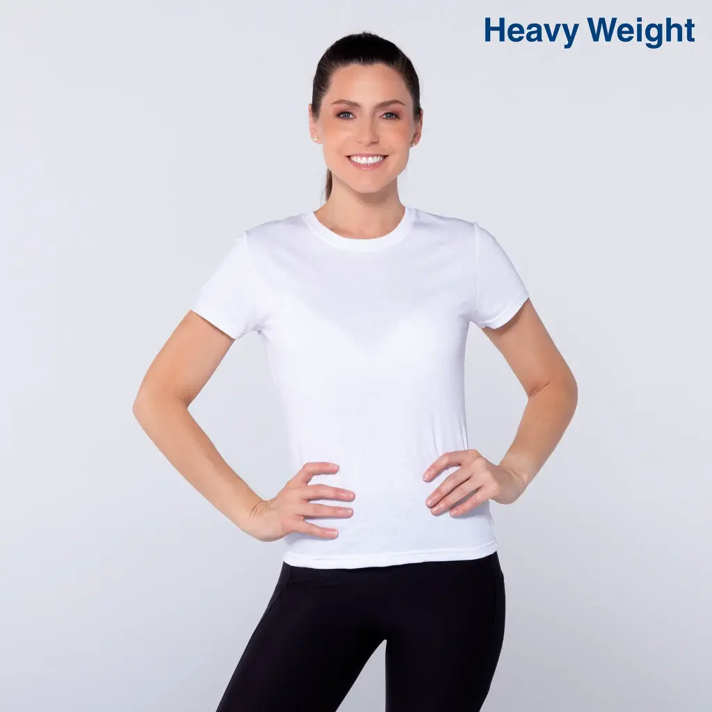 Women’s Heavy Weight Crew Neck Short Sleeve Silhouette T-Shirt · 100% Cotton